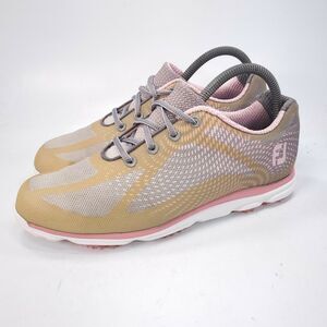 Footjoy Empower US Lace Up Athletic Golf Shoe Womens Size 8.5 White Pink Gray